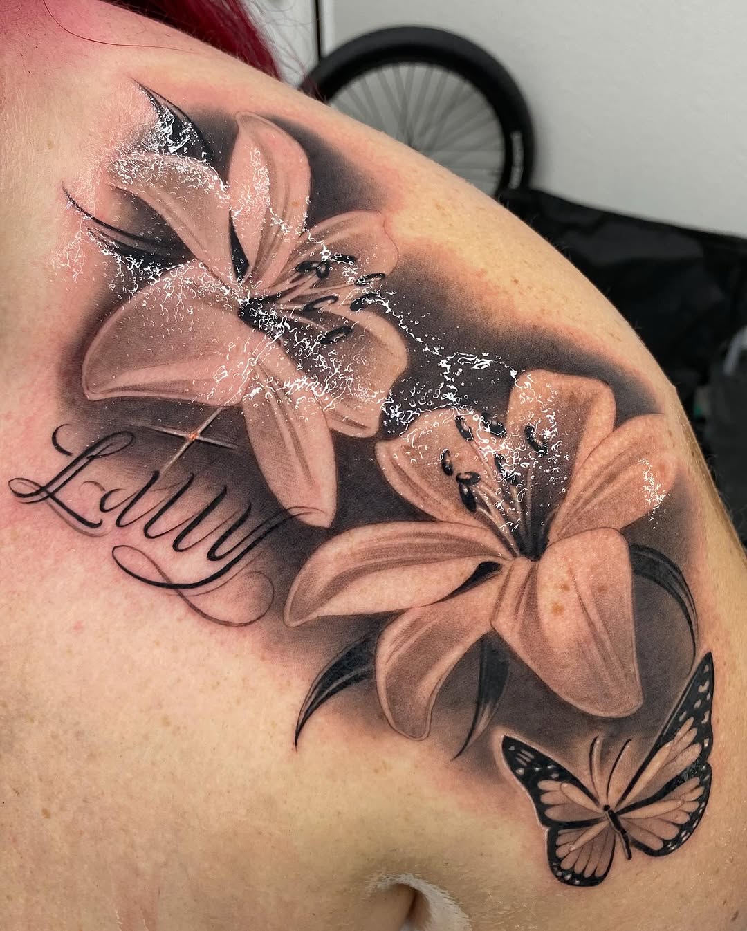 Tattoo by @eyesicktattooos — realism, lettering_script