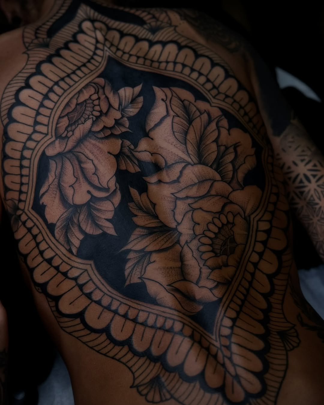 Tattoo by @thepaintedlady_tattoo — black_and_grey, ornamental