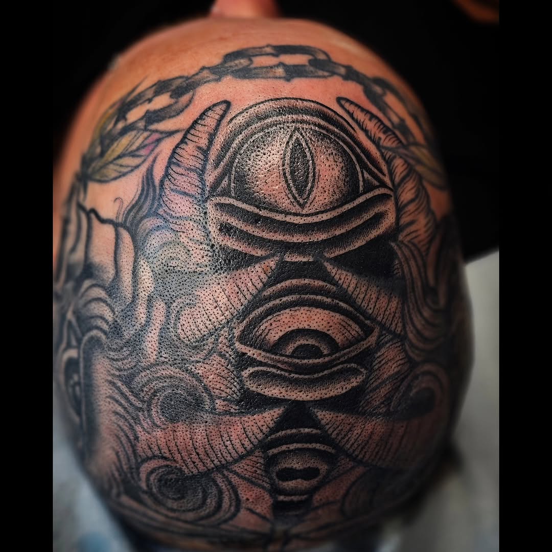 Tattoo by @doveandtoad — black_and_grey, dark_realism