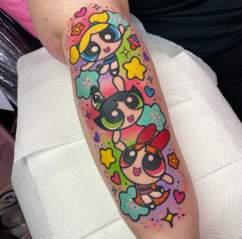 Tattoo by @roxyrydertattoo — new_school, anime