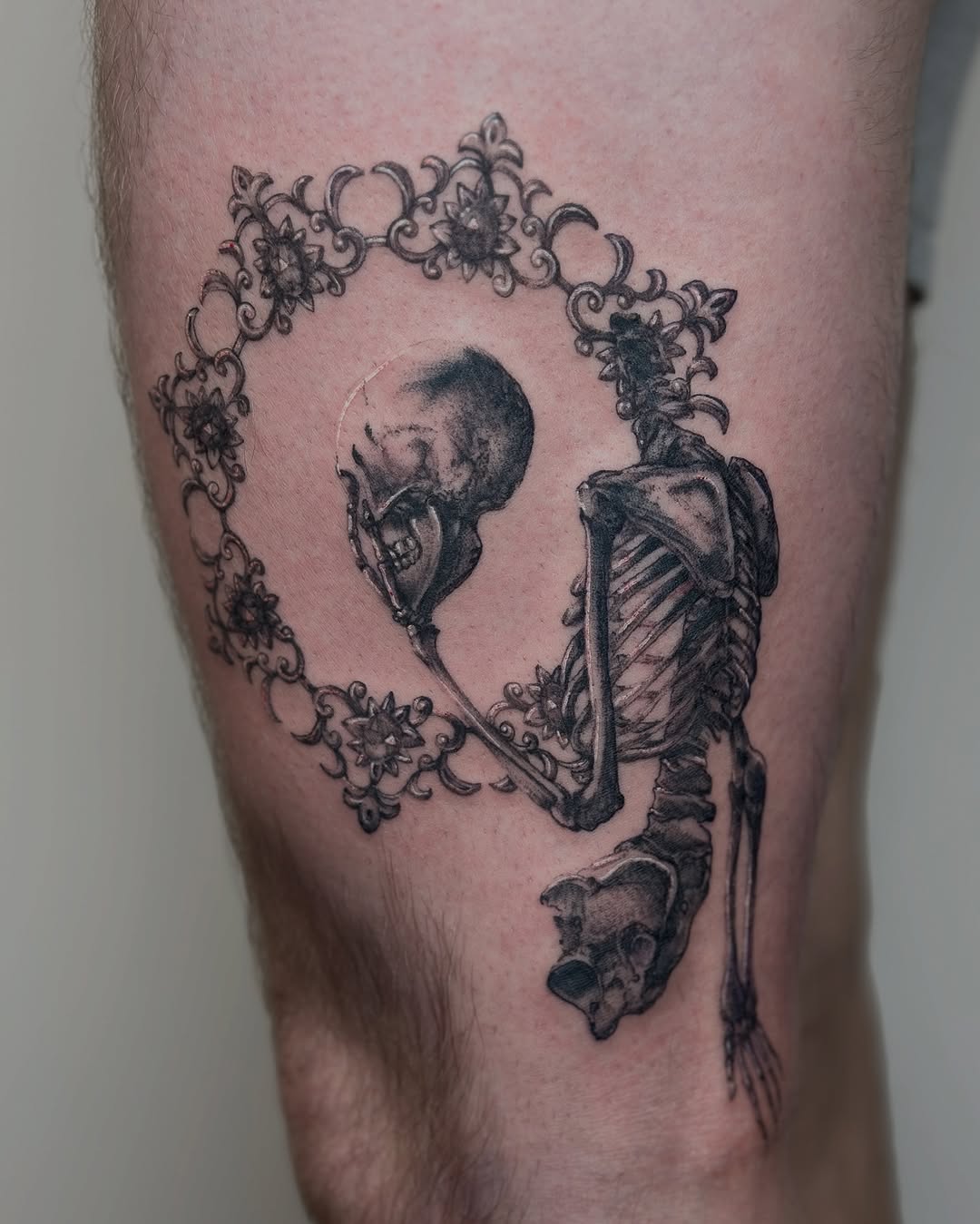 Tattoo by @gabymariatattoo — black_and_grey, dark_realism