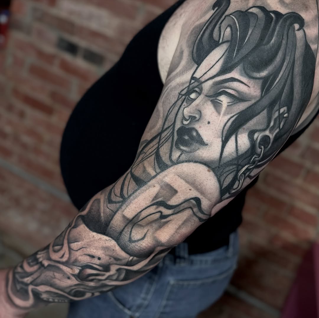 Tattoo by @brookelle.bombshelle โ black_and_grey, dark_realism