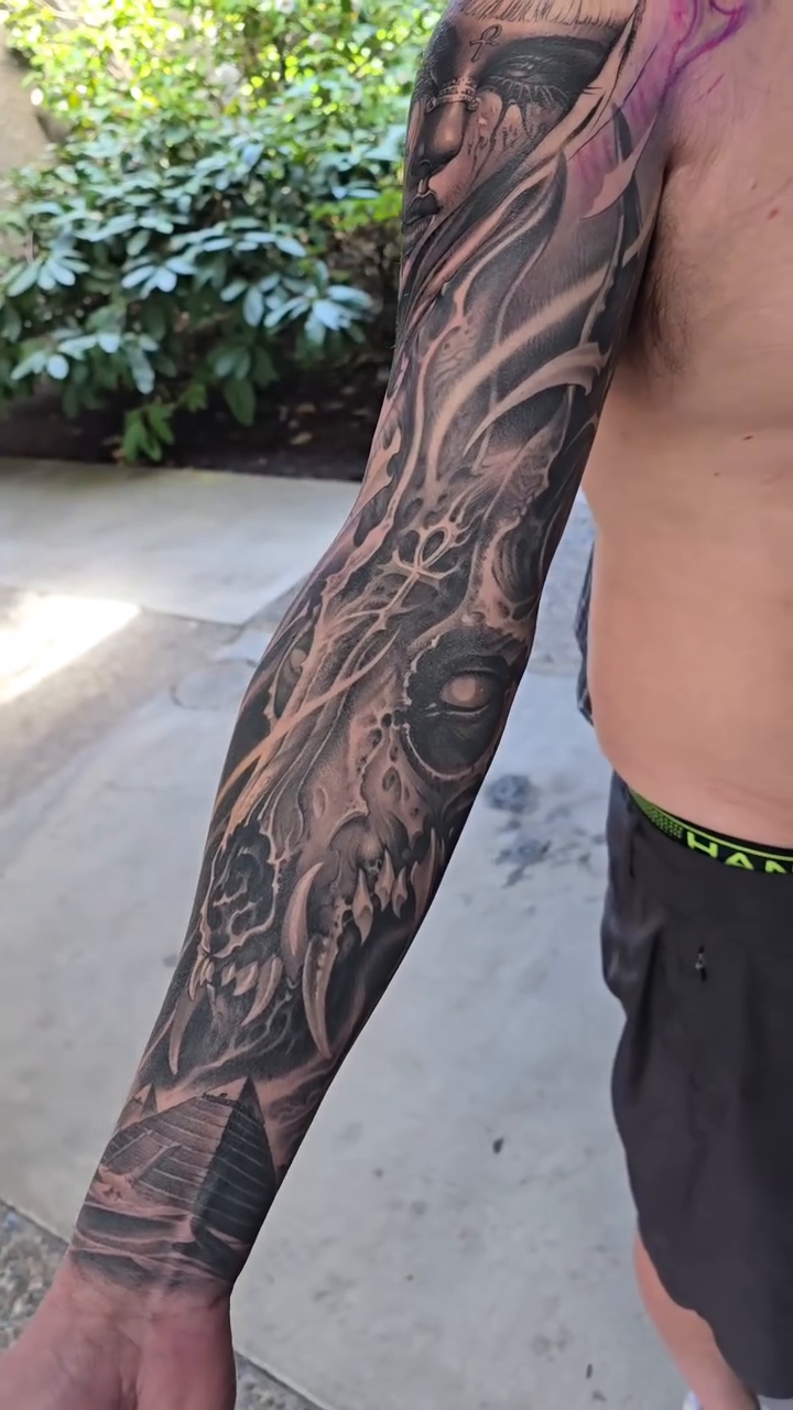 Tattoo by @gagecheesmantattoos β dark_realism, black_and_grey