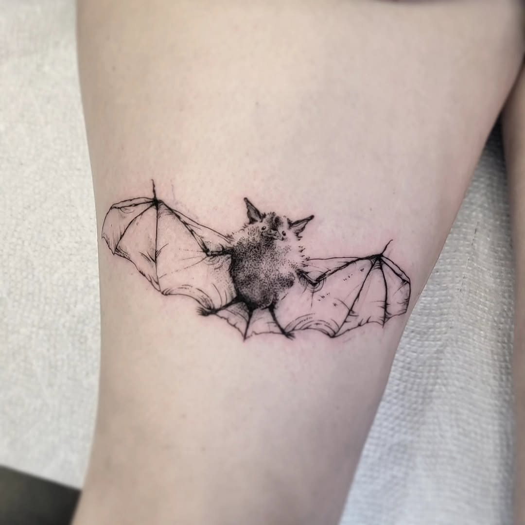 Tattoo by @batsflesh — illustrative, black_and_grey