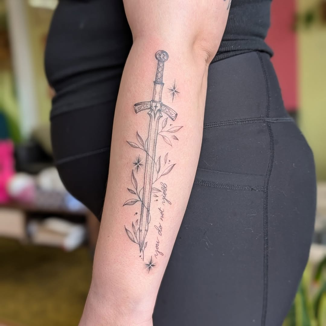 Tattoo by @randi.ink — fine_line, lettering_script