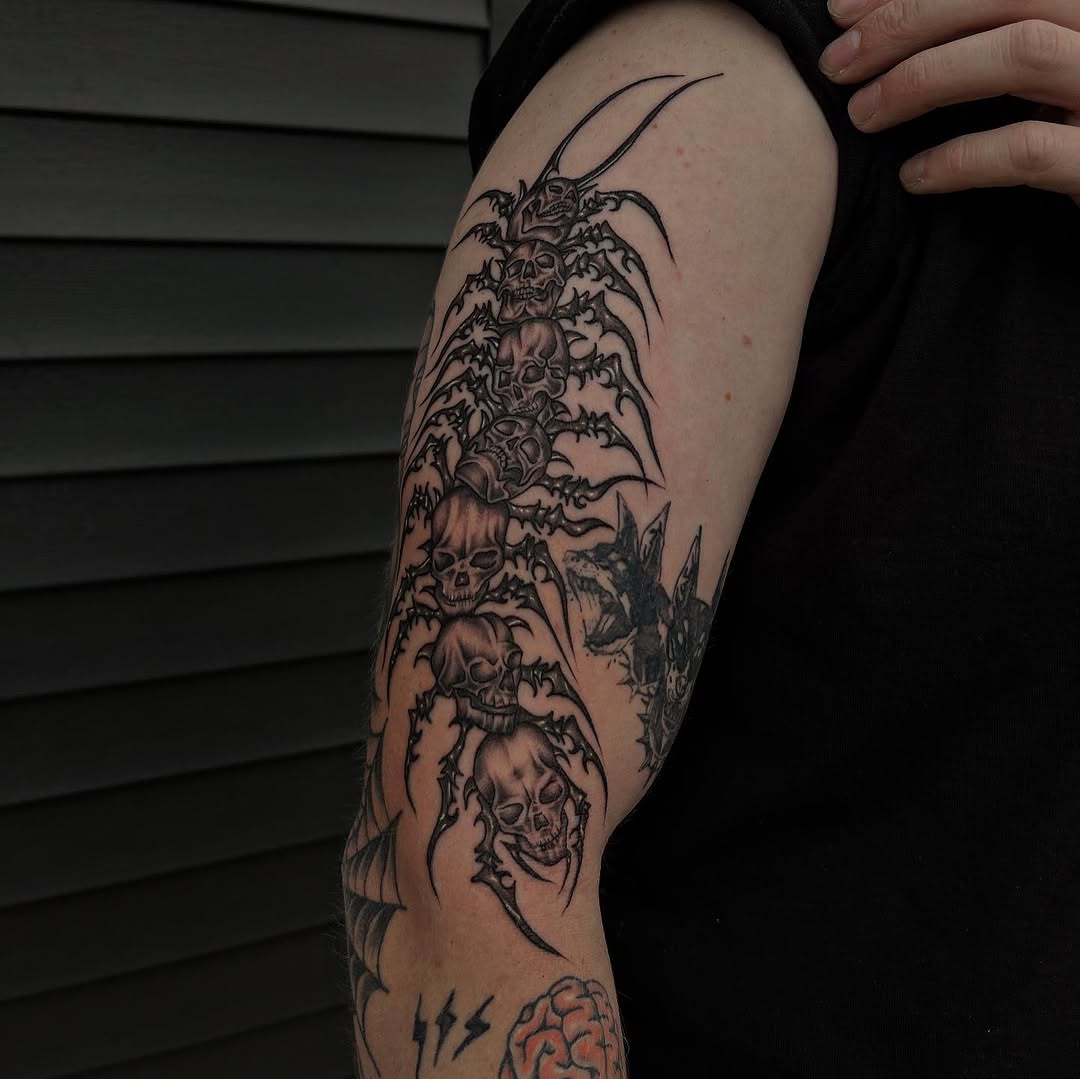 Tattoo by @goldenboysink — black_and_grey, dark_realism