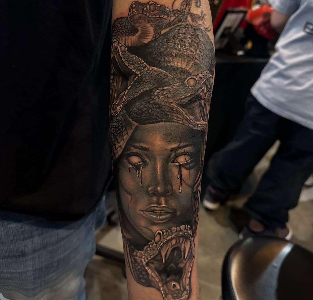 Tattoo by @pyramidofink — realism, black_and_grey