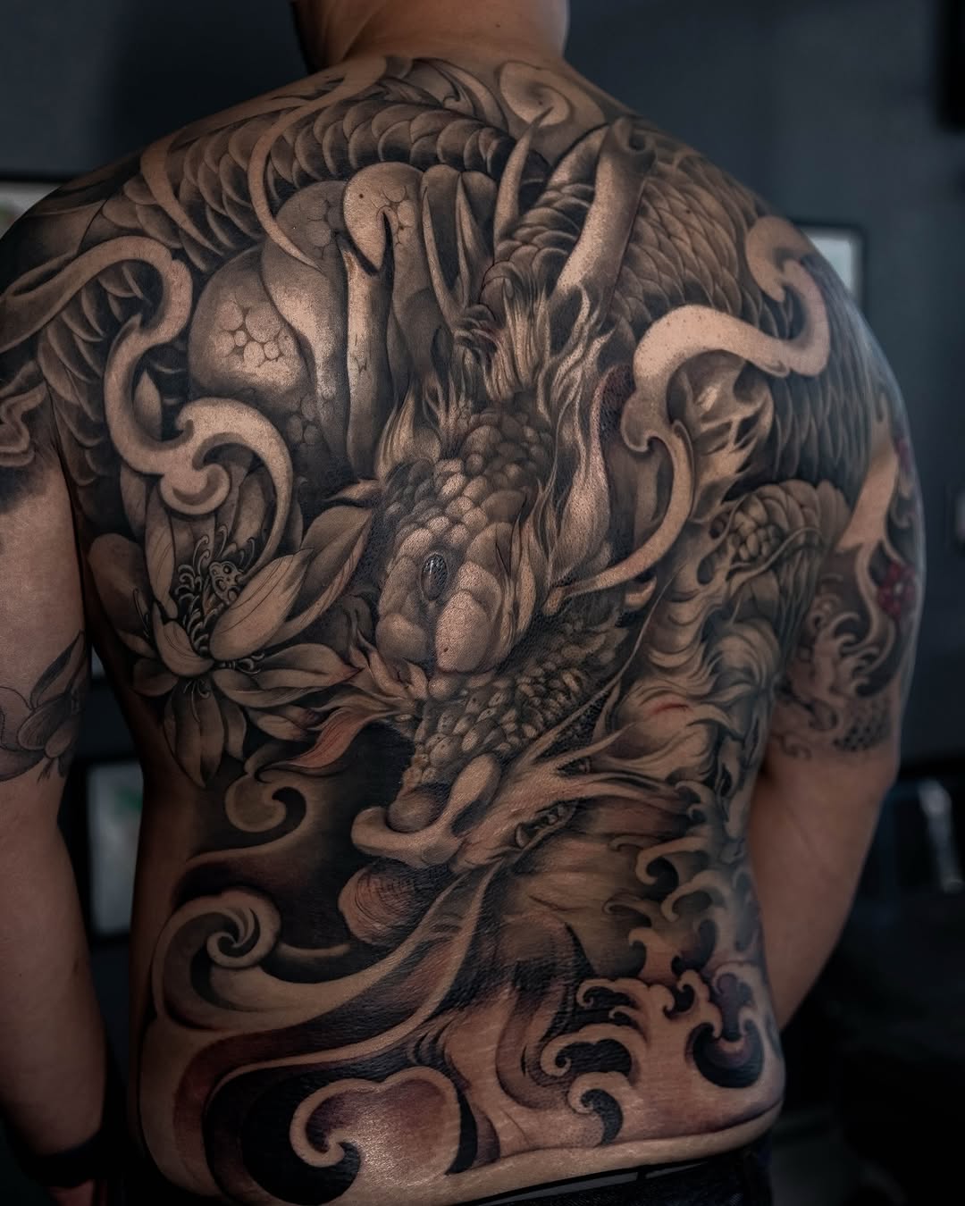 Tattoo by @1kc_laurenbeee β japanese_irezumi, black_and_grey