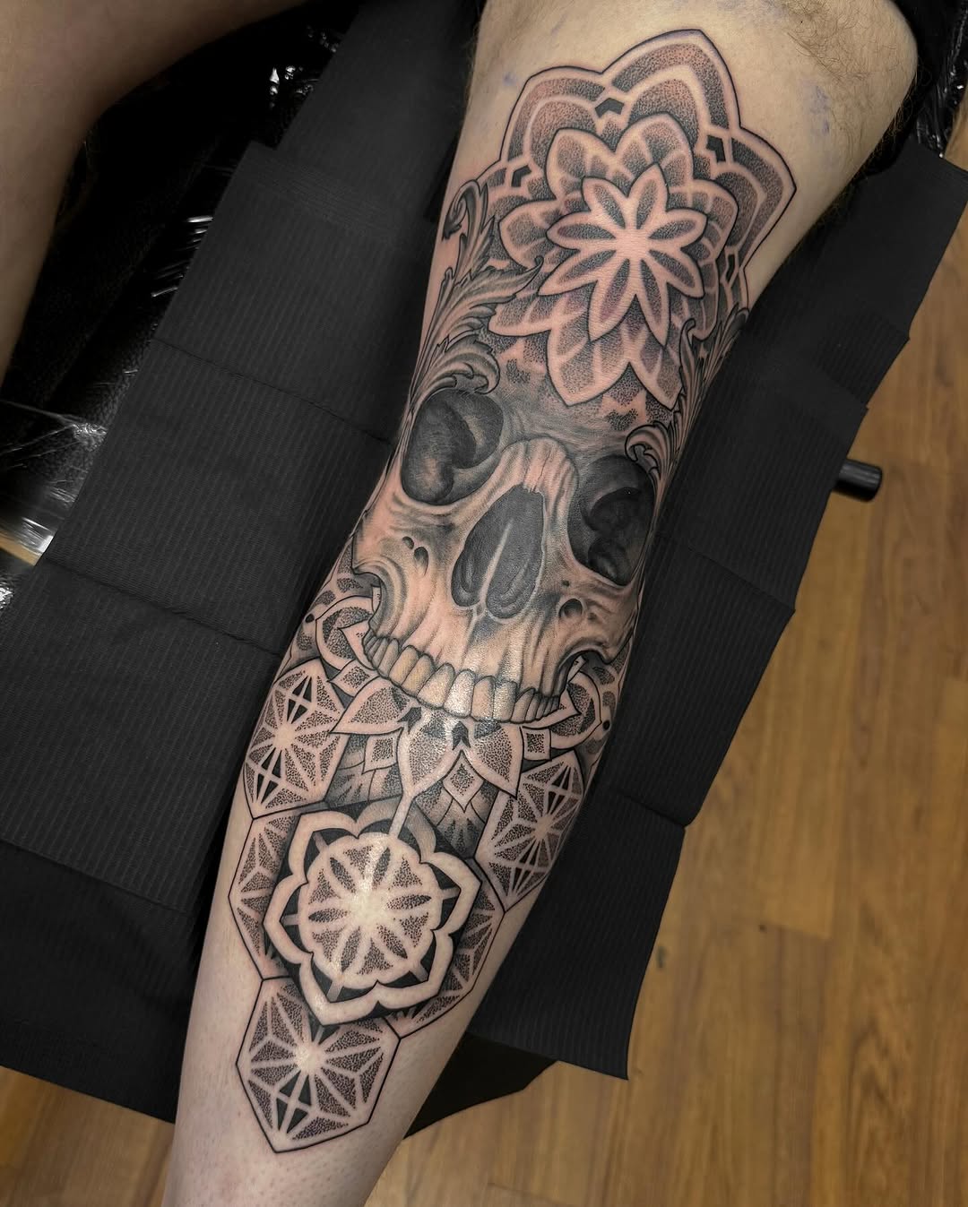 Tattoo by @brandonkirkeby — black_and_grey, geometric