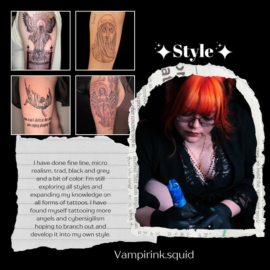 Tattoo by @vampirink.squid โ fine_line, black_and_grey