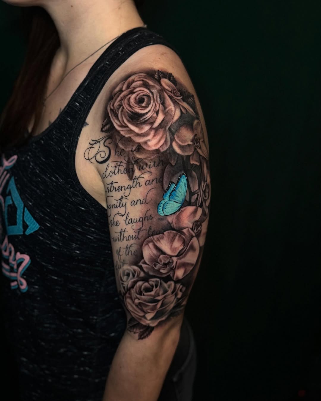 Tattoo by @tiptopartist — realism, lettering_script