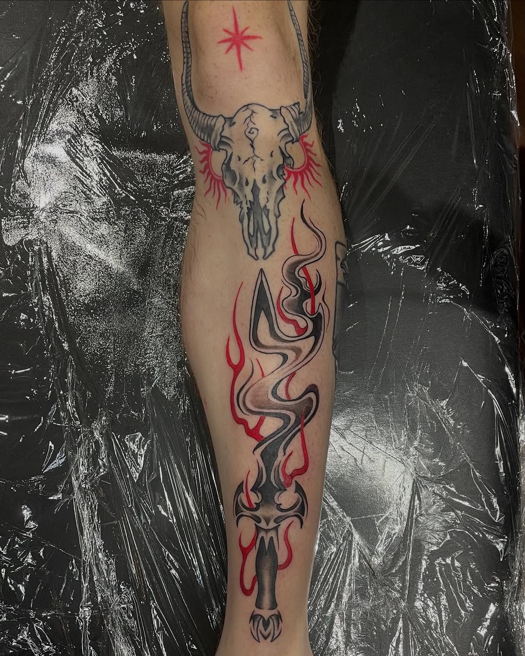 Tattoo by @prettyugly.sem — black_and_grey, trash_polka