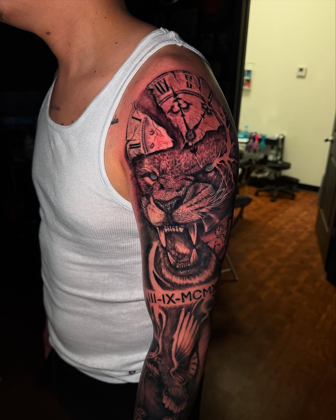 Tattoo by @rex.ink98 — realism, black_and_grey
