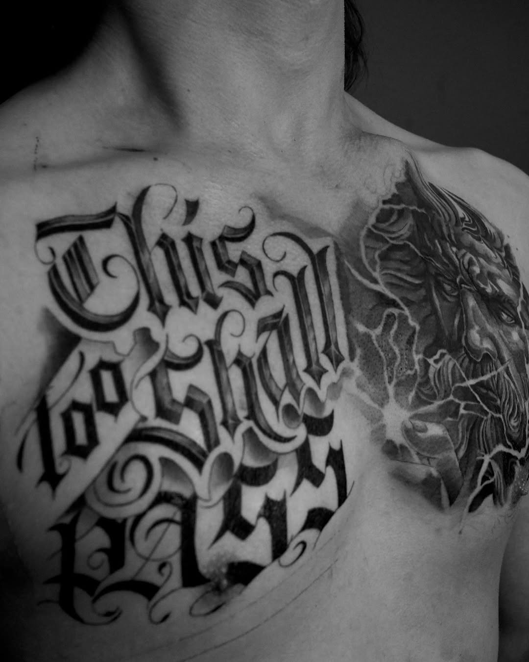 Tattoo by @romyrodz — lettering_script, black_and_grey