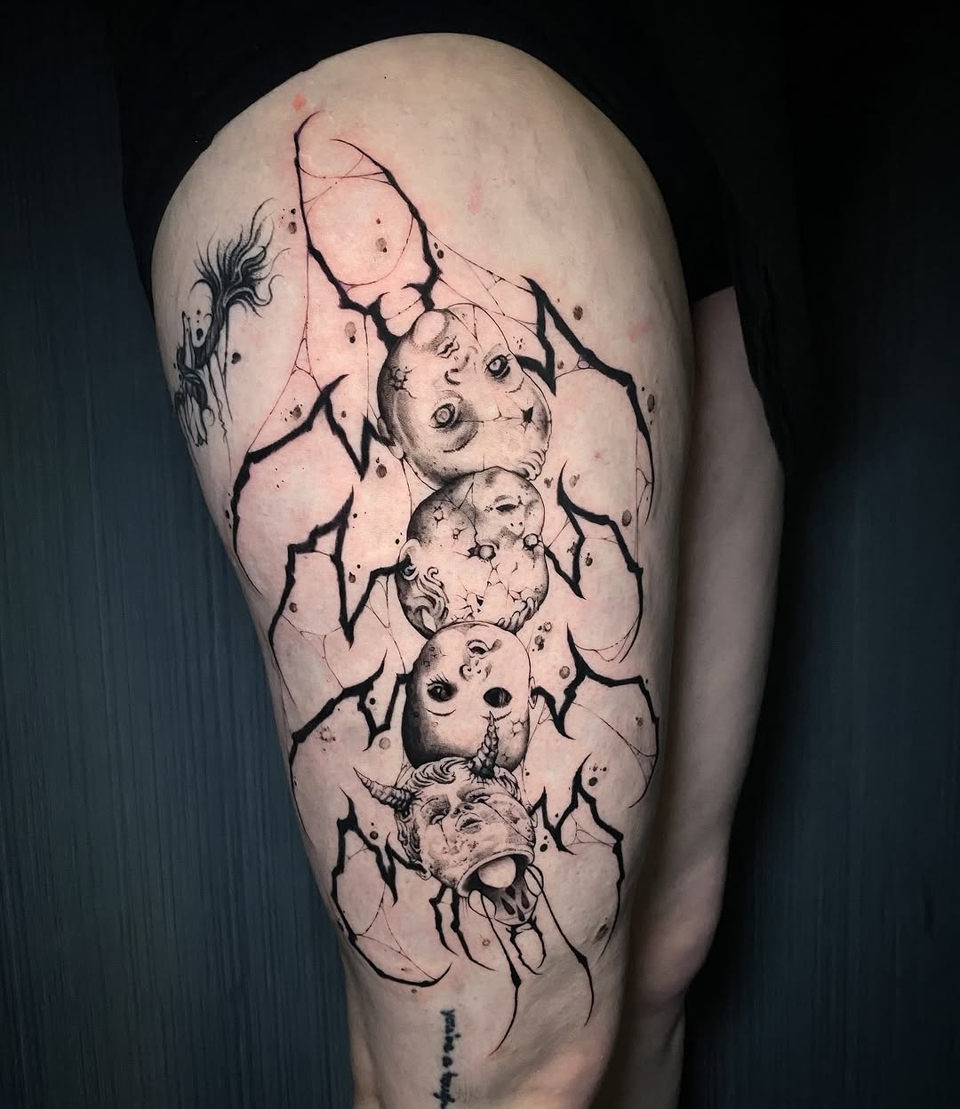 Tattoo by @tattoosbycameronj — dark_realism, trash_polka