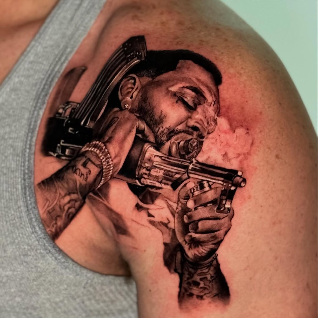 Tattoo by @nestormurrayart โ realism, black_and_grey
