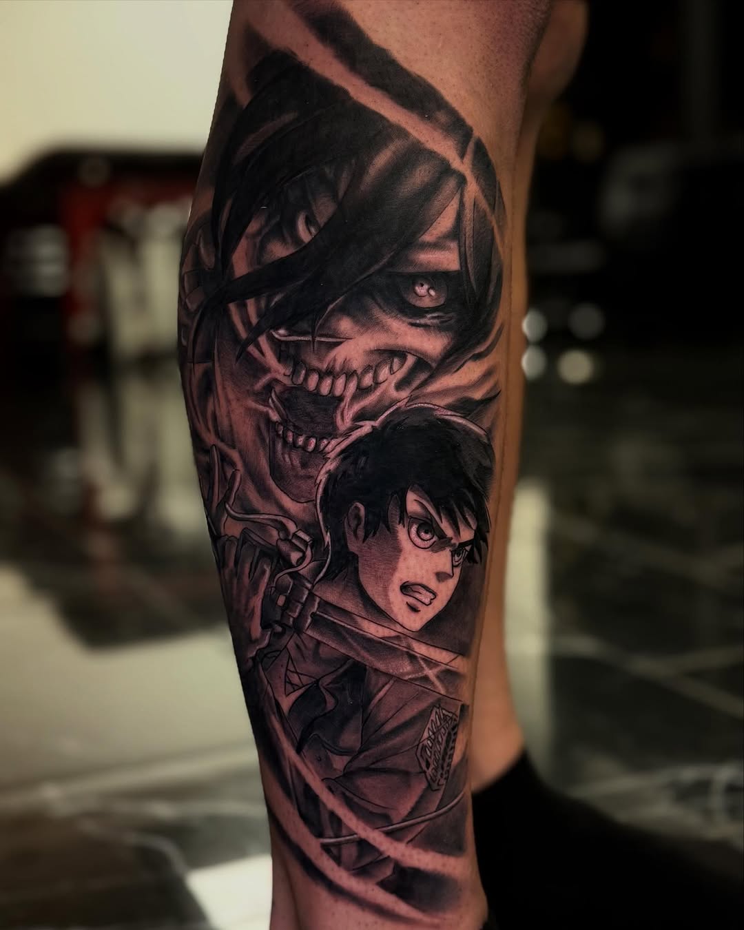 Tattoo by @tat2danny_ โ anime, black_and_grey