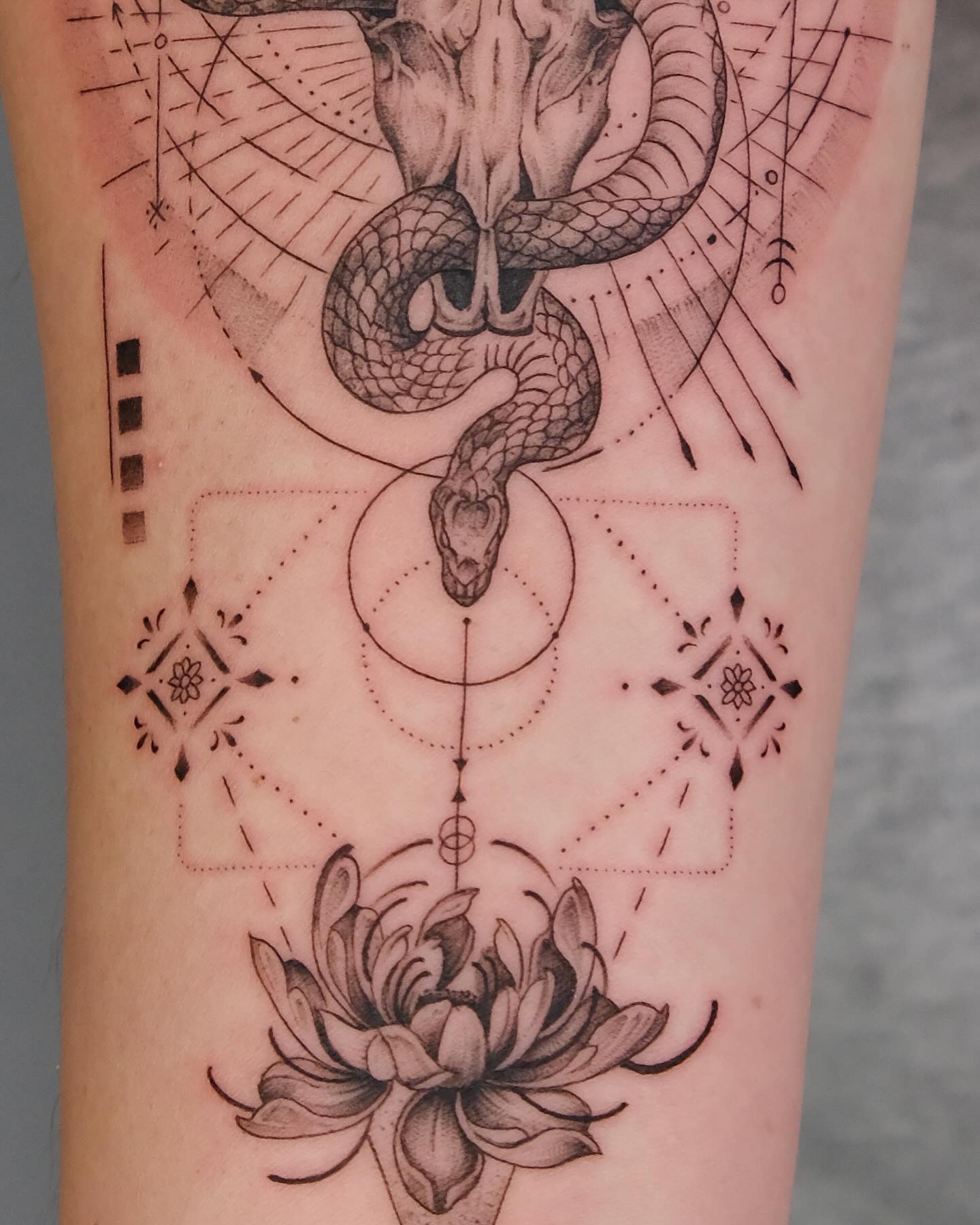 Tattoo by @zaytattoos β geometric, dotwork