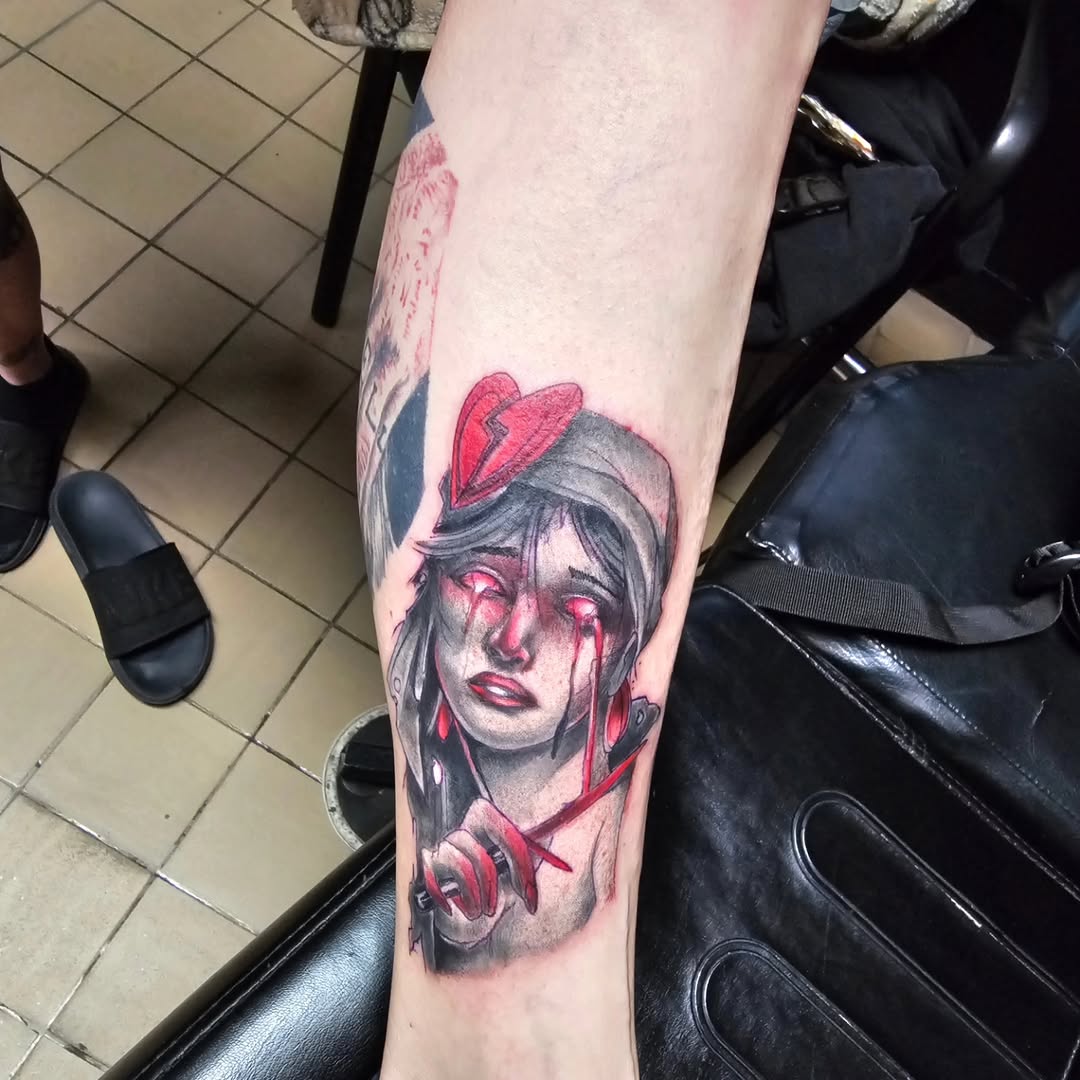 Tattoo by @erics.tattoos — dark_realism, trash_polka