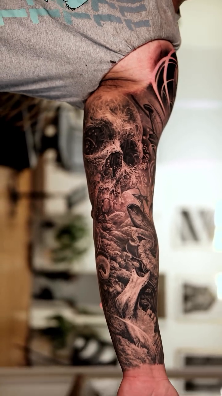 Tattoo by @chrispowelltattoos — black_and_grey, realism