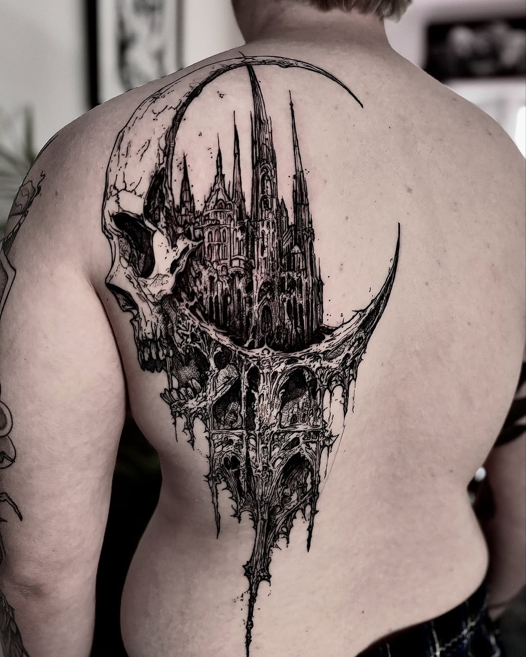 Tattoo by @bwk.darkart — dark_realism, blackwork