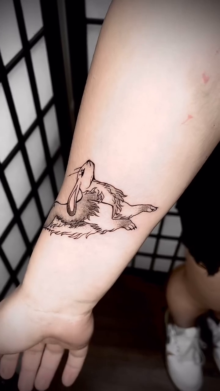 Tattoo by @bai.bai.bunni.tattoos — illustrative, black_and_grey