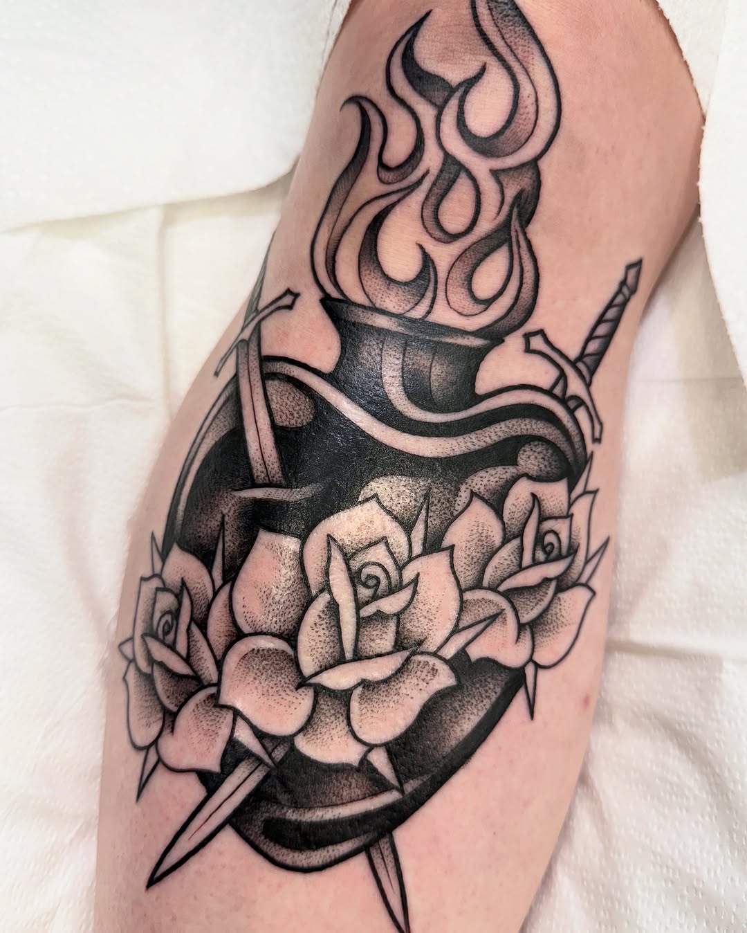 Tattoo by @inkedbyjenna — american_traditional, black_and_grey