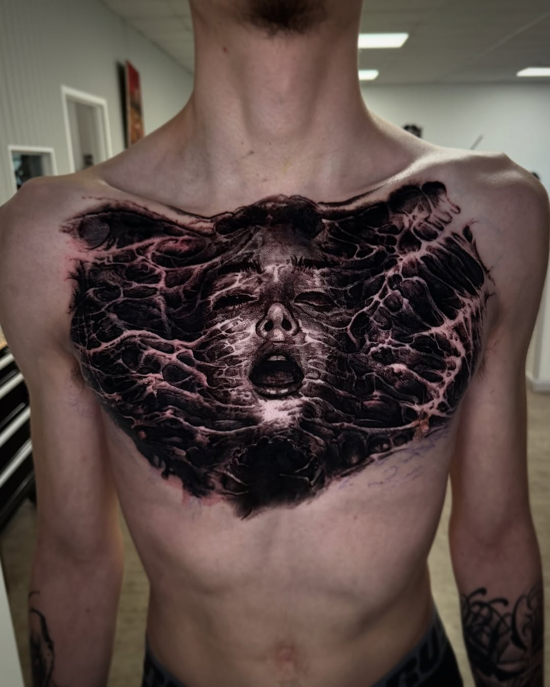 Tattoo by @bigbadwolftattoos — dark_realism, blackwork