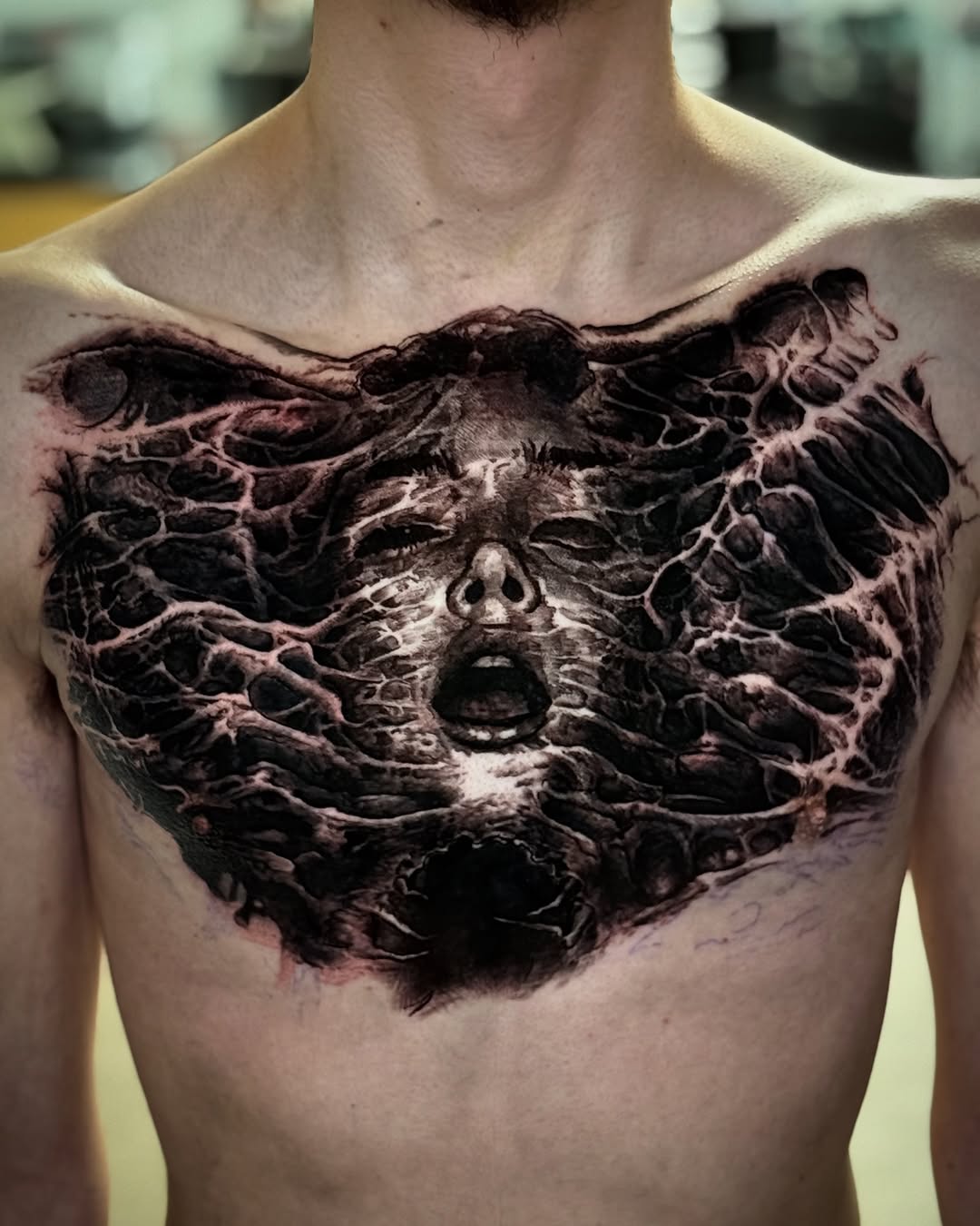 Tattoo by @bigbadwolftattoos — dark_realism, black_and_grey