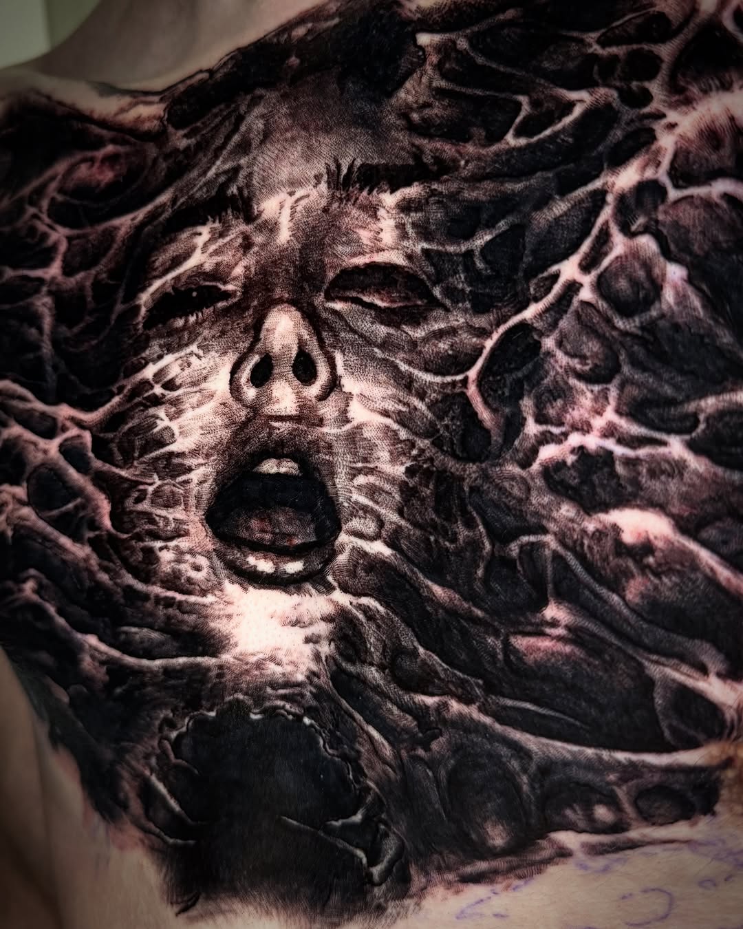 Tattoo by @bigbadwolftattoos — dark_realism, blackwork