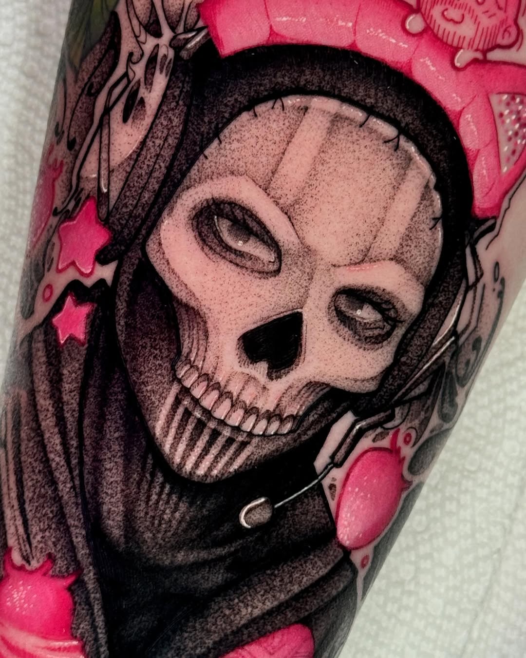 Tattoo by @xq.ink — realism, dotwork