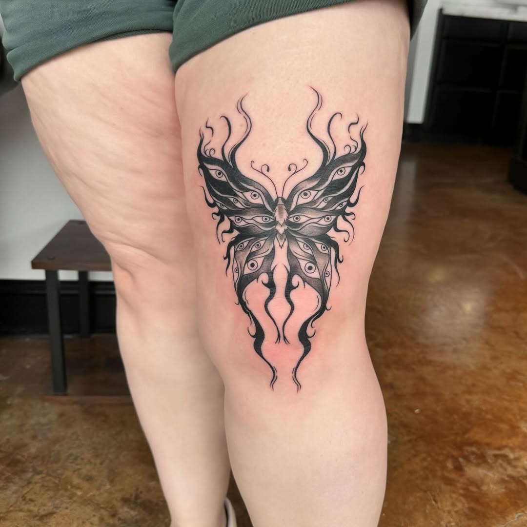 Tattoo by @gremlin.tattoos — black_and_grey, dark_realism