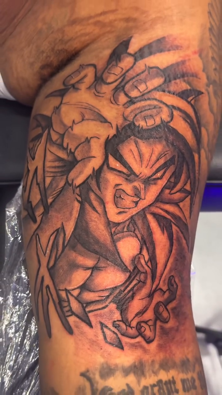 Tattoo by @the.inkguru — anime, black_and_grey
