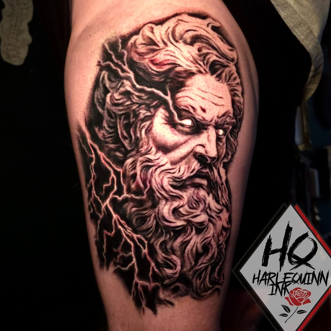 Tattoo by @harlequinn_ink — realism, black_and_grey