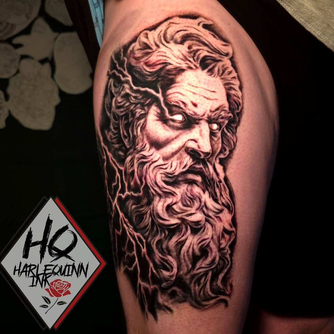 Tattoo by @harlequinn_ink — realism, black_and_grey