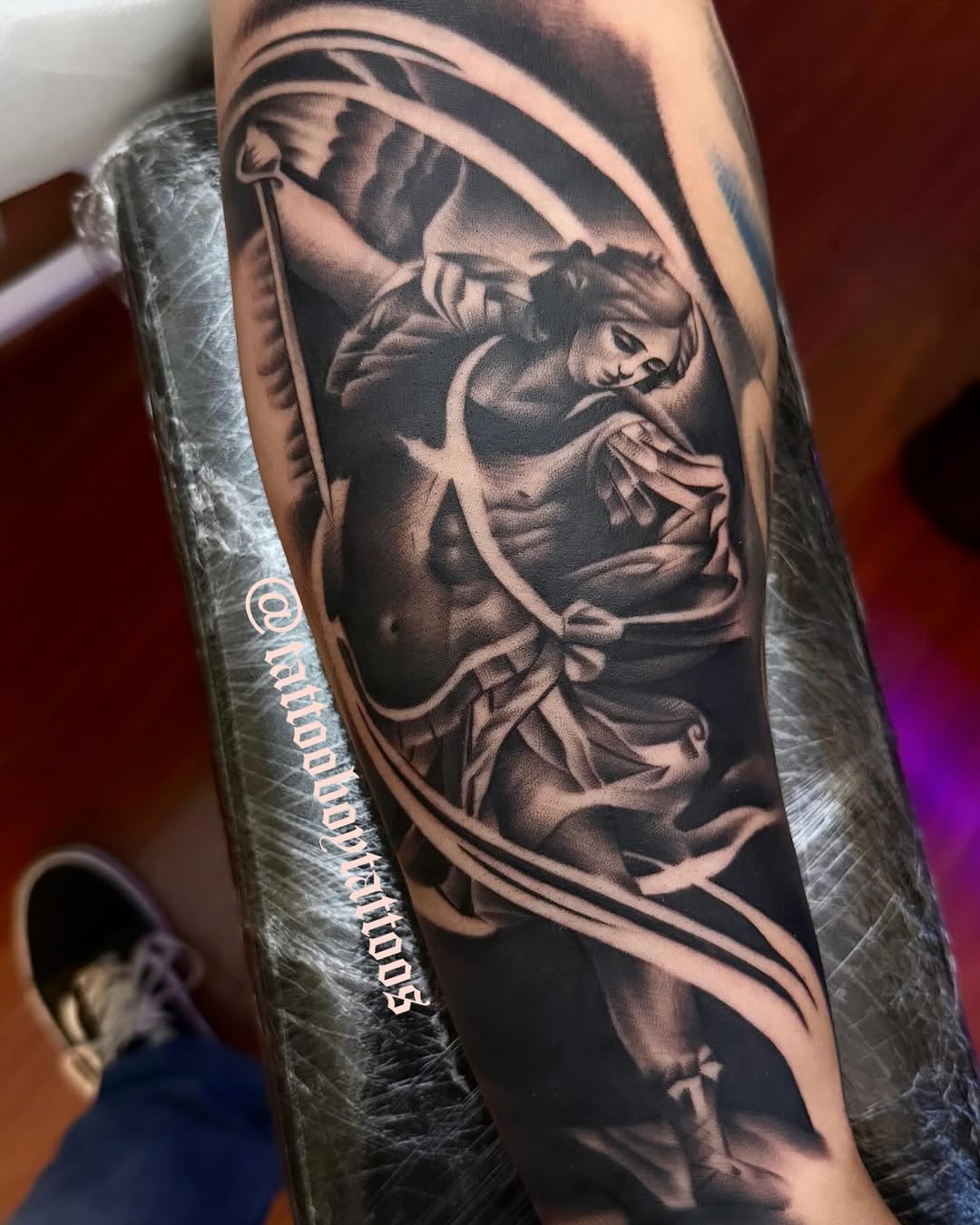 Tattoo by @tattooboytattoos — black_and_grey, realism