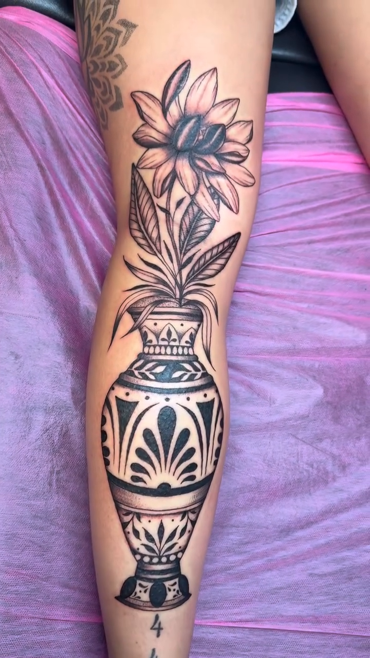 Tattoo by @chrystynamariee — black_and_grey, ornamental