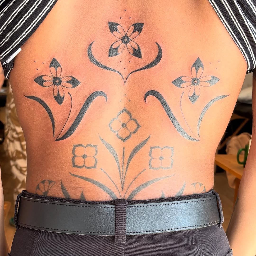 Tattoo by @flowers.for.all.occasions โ black_and_grey, ornamental