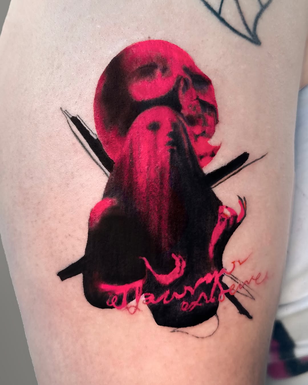 Tattoo by @effacermonexistence — trash_polka, lettering_script