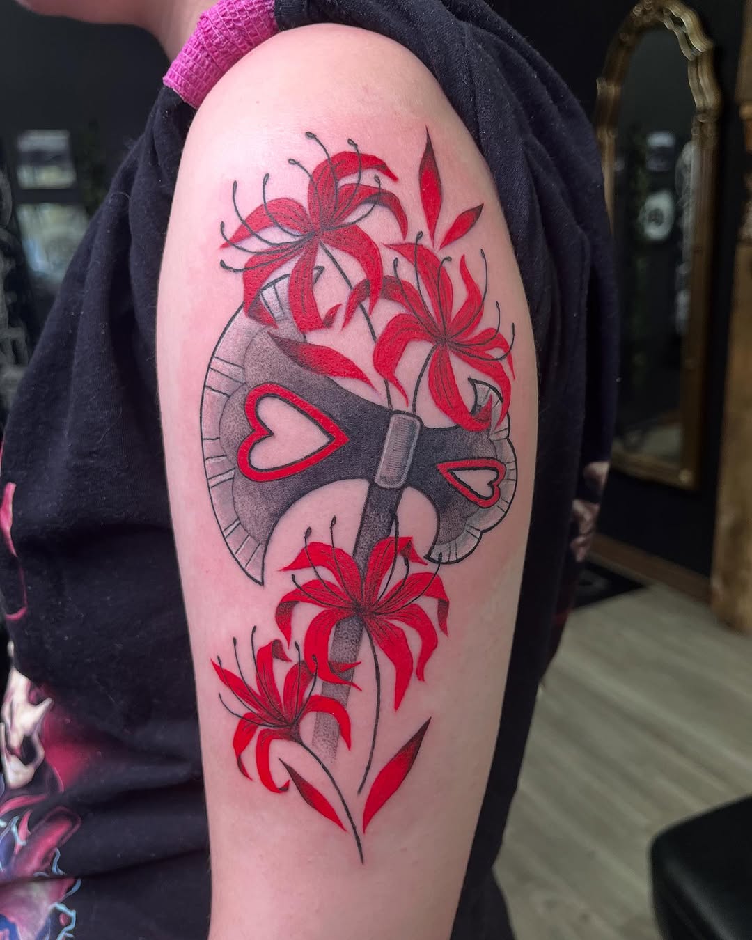 Tattoo by @damnginatattoos — neo_traditional, black_and_grey