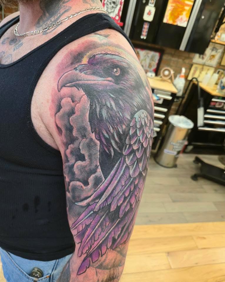 Tattoo by @kustomhustletattoo — realism, black_and_grey