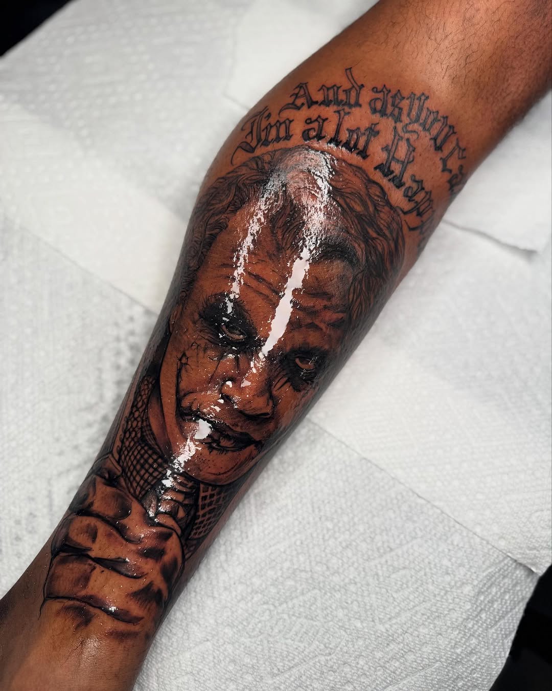 Tattoo by @inkhazmat — realism, lettering_script