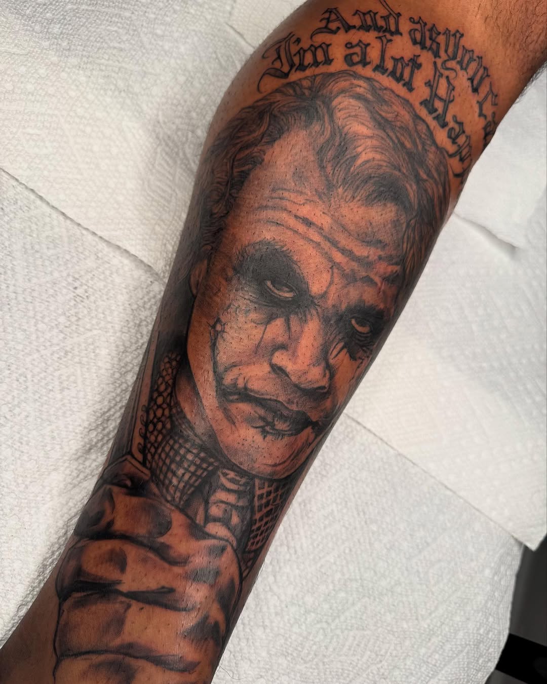 Tattoo by @inkhazmat — realism, lettering_script