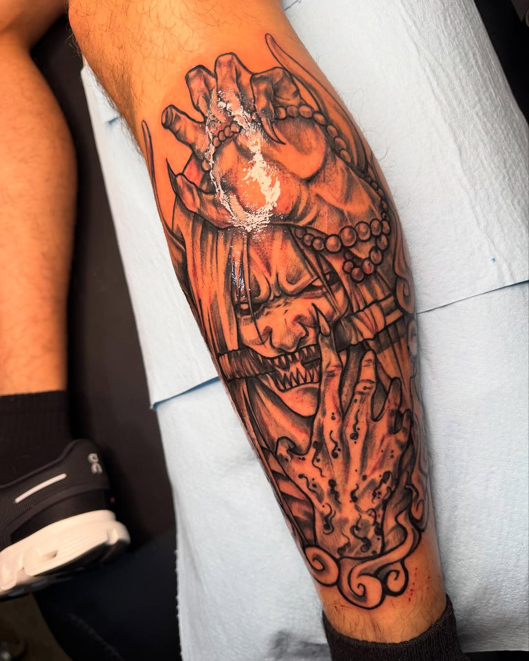 Tattoo by @inkhazmat — japanese_irezumi, black_and_grey