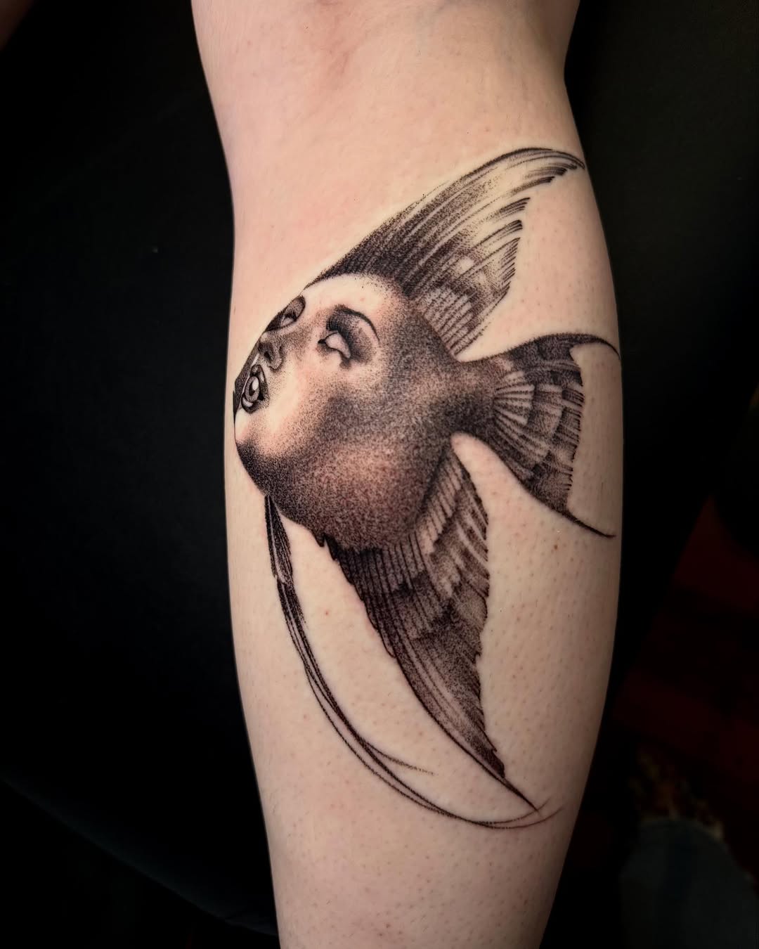 Tattoo by @mad_s_ink — dotwork, black_and_grey