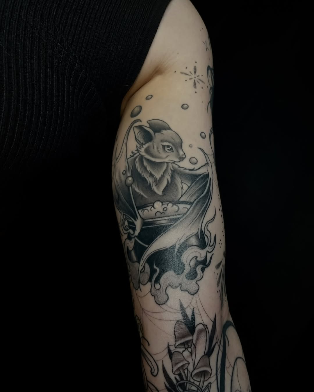 Tattoo by @_gwen.ink — illustrative, black_and_grey