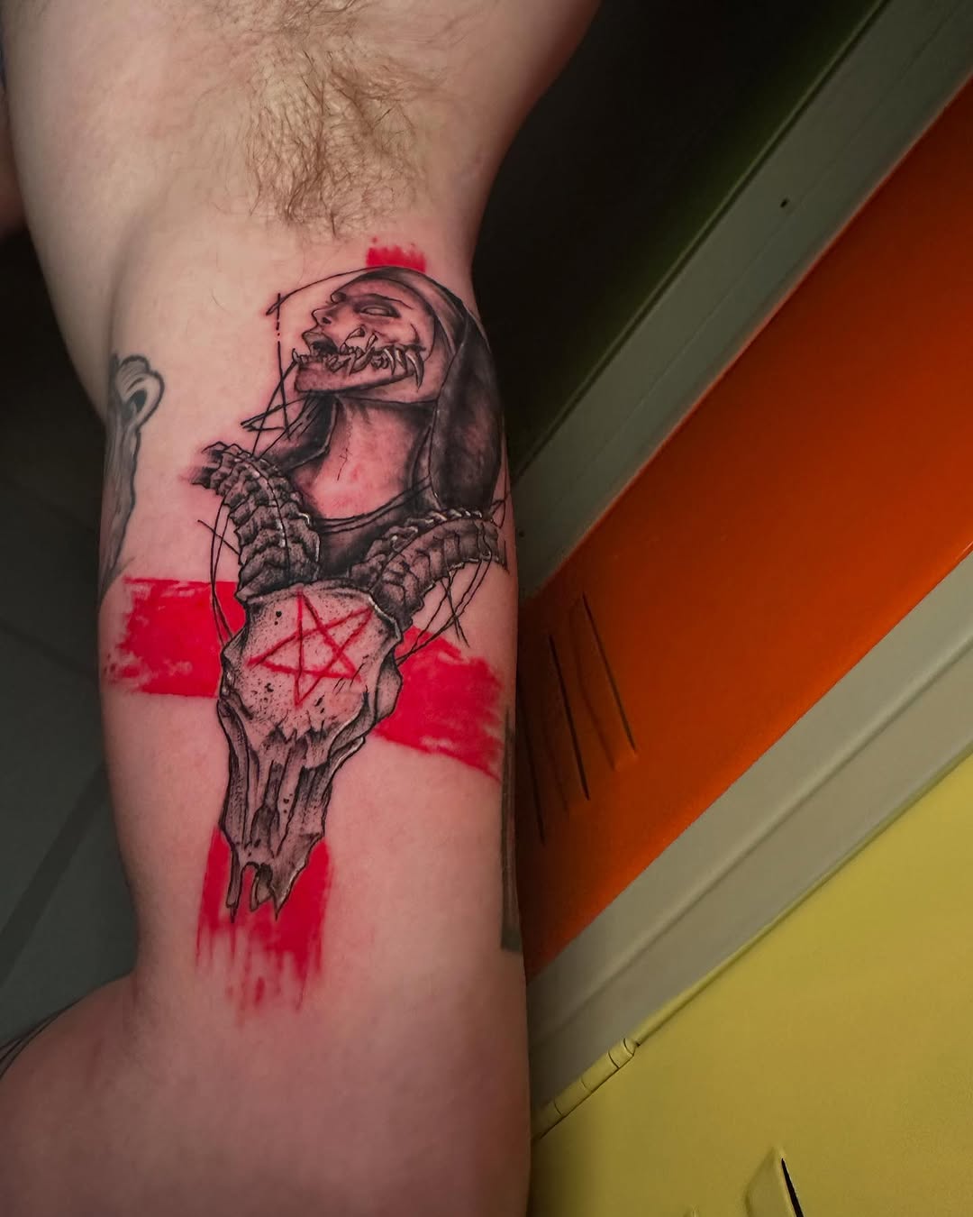 Tattoo by @tattooedwalnut — dark_realism, blackwork