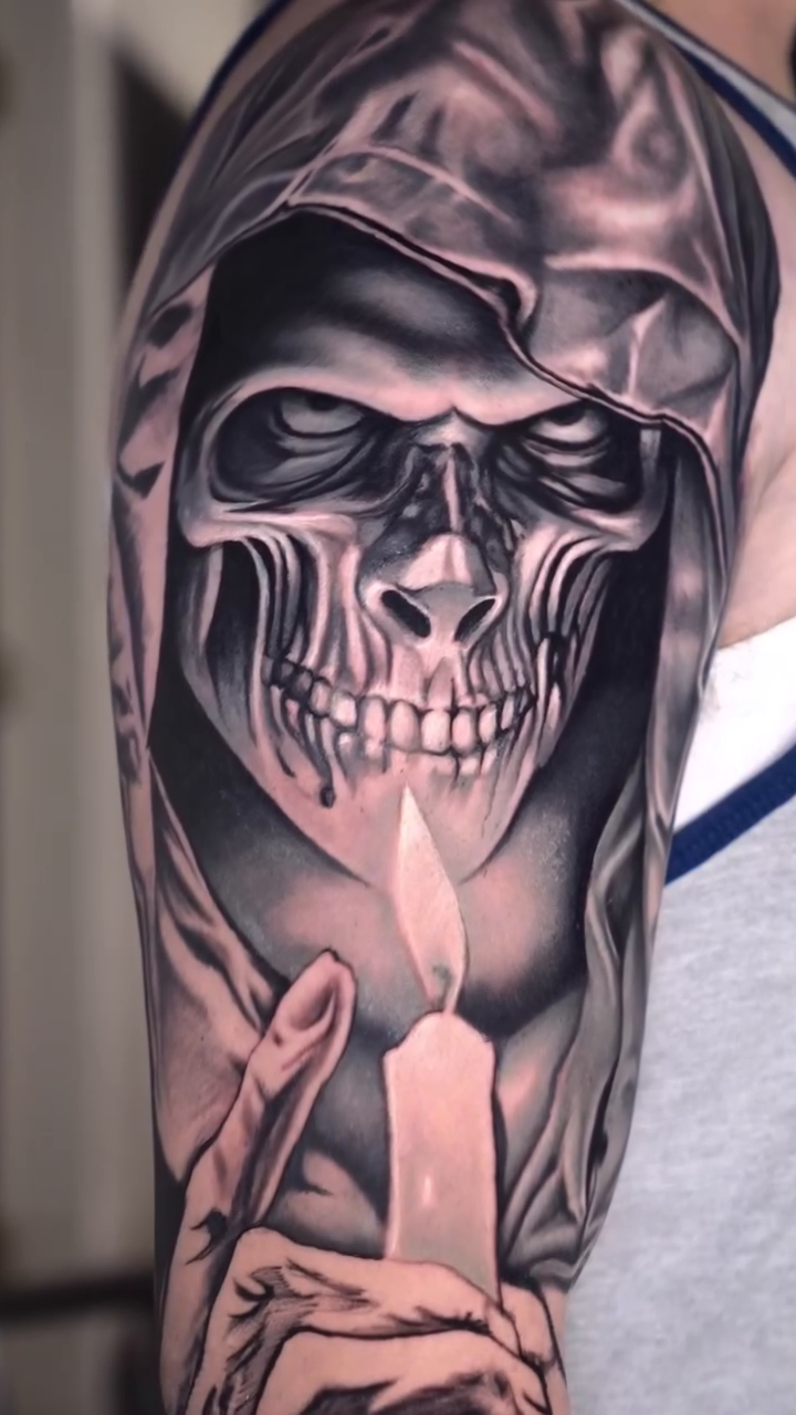 Tattoo by @yeinstattoos — dark_realism, black_and_grey