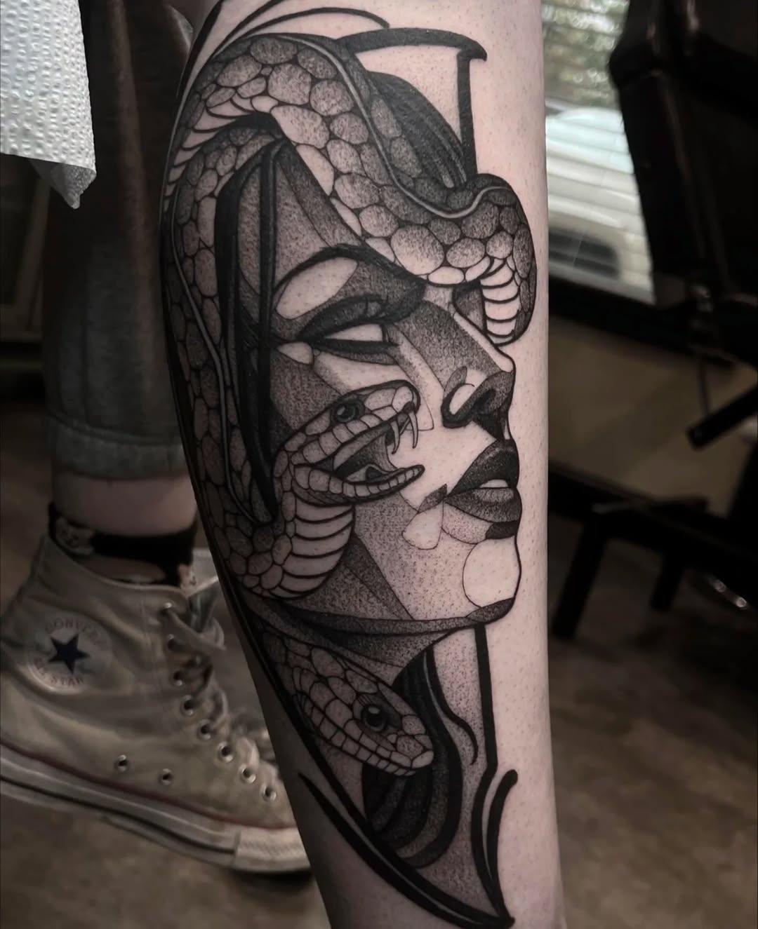 Tattoo by @deadcrown_ — blackwork