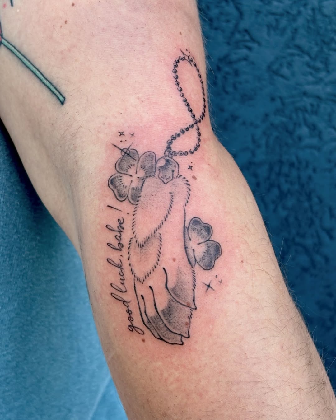 Tattoo by @frogtatz — illustrative, lettering_script